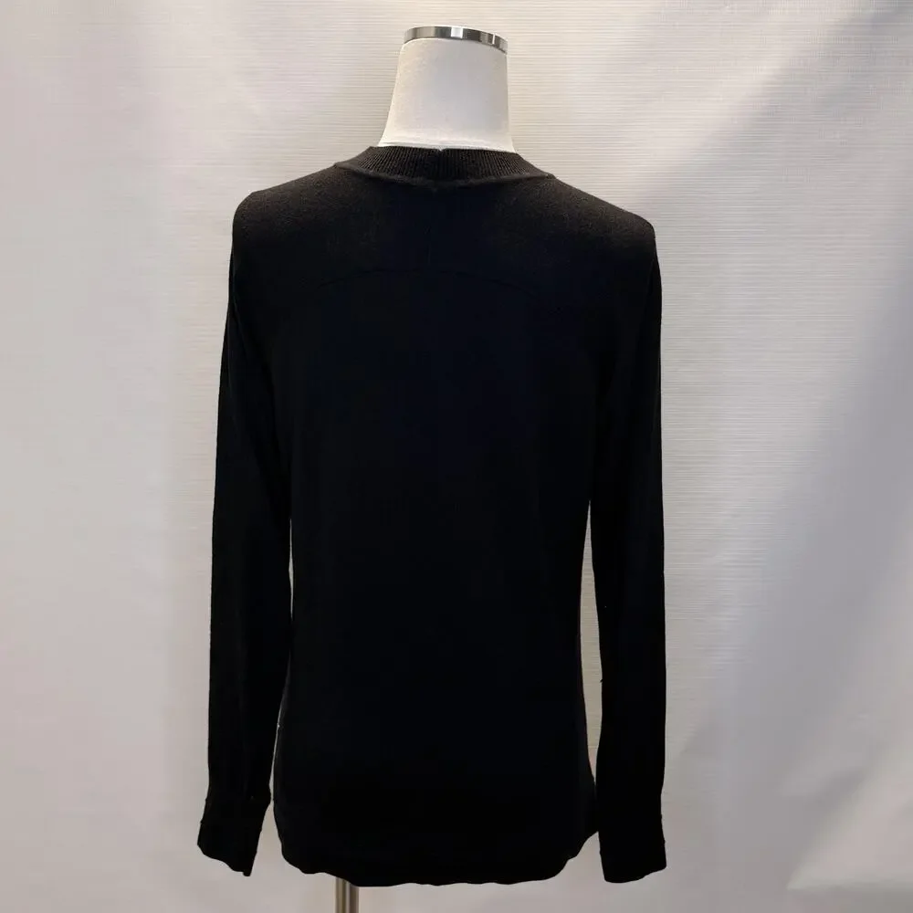 Lululemon Sweater Womens Medium Black Cashmere Cotton Crewneck Knit Pullover